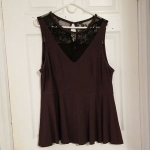 Black lace and gray top